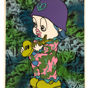 Ron English, Camo Clown (Hand Painted Monoprint)